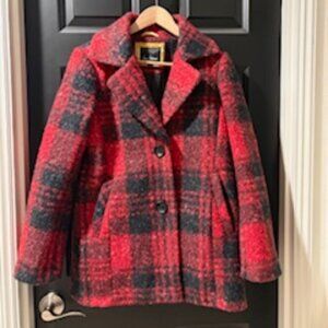 Sam Edelman Red And Black Plaid Pea Coat